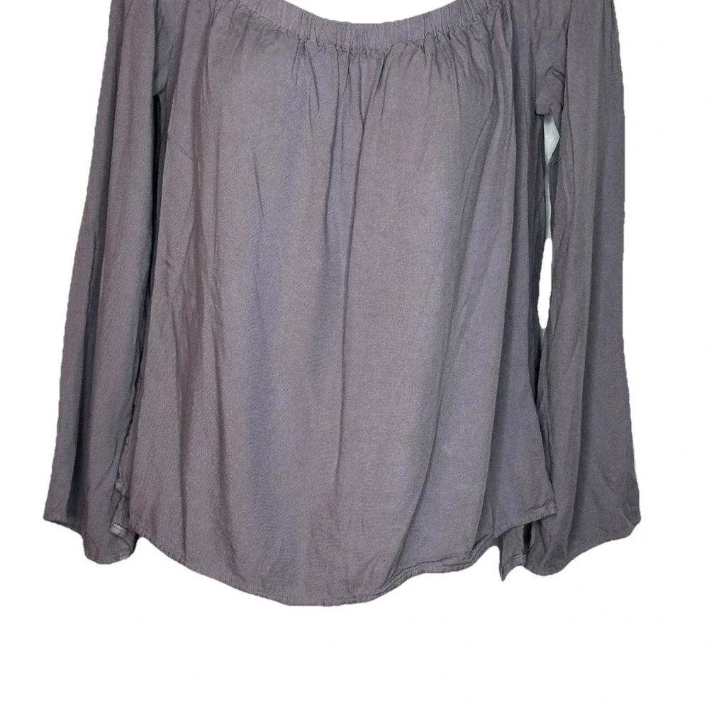 Anthropologie‎ Cloth & Stone Gray Off the Shoulder Top Size Medium 3/4 Sleeves